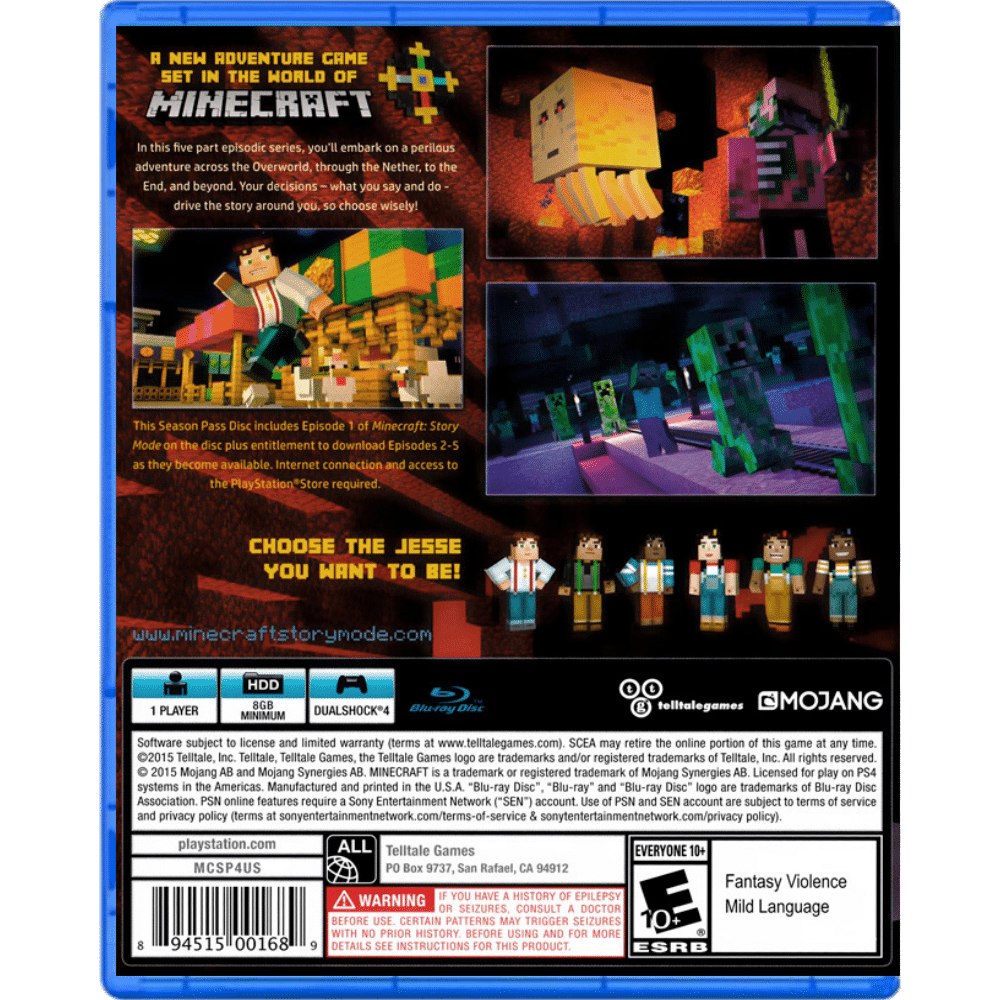  Minecraft Story Mode - Season 2 Pass Disc (Xbox One) : Video  Games