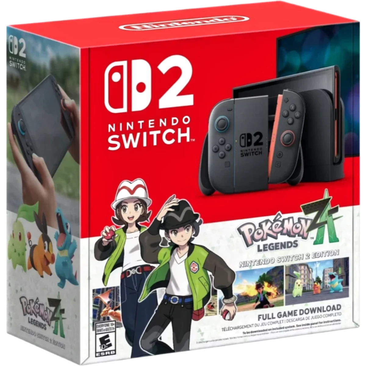 Nintendo Switch box with red front, showing the console and Joy-Cons, and Pokémon Legends: Arceus artwork.