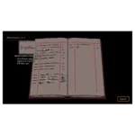 Open ledger with handwritten entries and a highlighted signature labeled 'Miss Deane's Signature' against a dark background; UI overlay reads 'Observations: 2/4'.