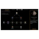 Screenshot of a dark mystery game UI showing a node-based quest map with connected icons and a right sidebar titled 'Guest Sign-In Times' detailing a document. Top navigation includes MYSTERIES, RECORDS, TIMETABLE, MAP; left has Back and 'Mark All As Seen'; current focus reads 'Gain Entry To The Office'.