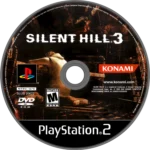SILENT-HILL-3-PS2-004-083717200529 - Video Game Depot Game disc label for Silent Hill 3 on PlayStation 2, with Konami logo and dark artwork (M rating).