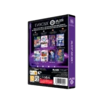 Evercade Jaleco Arcade 1 game packaging, purple box with cover art thumbnails on the front and barcode on the back/side