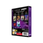 Back view of a purple Evercade Gaelco Arcade I box, displaying game thumbnails and a barcode on the back panel.