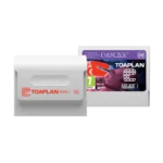 EVE-TOA1-RTAIL7 - Video Game Depot Front view of a white Evercade cartridge labeled 'Toaplan Arcade 1' with a purple label on the back packaging.