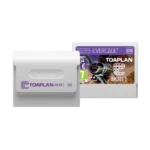 EVE-TOA2-RTAIL4_f2371432-de49-4832-b1f6-9be0b4af64b0 - Video Game Depot White Evercade Toaplan Arcade 2 cartridge with purple label shown next to its game case.
