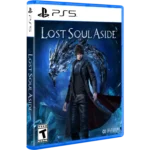 PS5 game case for Lost Soul Aside, showing a male character in a dark coat with a silver dragon in a blue icy background.