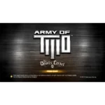 Title screen for the video game Army of Two: The Devil's Cartel with a metallic background and a 'Press Start' prompt, visually dark.