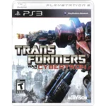 PS3 game cover for Transformers: War for Cybertron showing a dynamic robot in action with bold title text and game logos (ESRB Teen, Activision).
