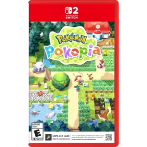 Nintendo Switch game case cover showing a colorful Pokémon-themed scene in a park with lush green grass, trees, and several Pokémon characters; title appears in bright multicolored letters.