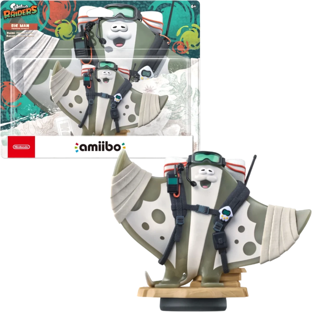 Big Man amiibo figure from Splatoon in its packaging, with the Amiibo logo visible on the box.