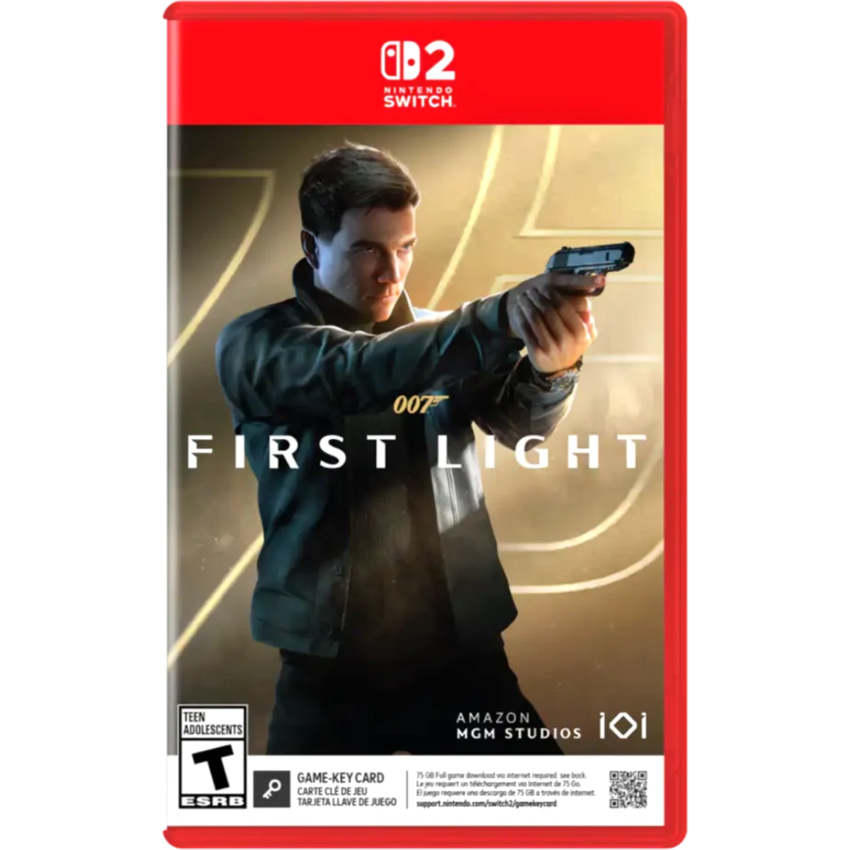 Cover of 007: First Light for Nintendo Switch, showing a man aiming a pistol with the 007 logo and game title.