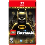 Nintendo Switch game case for LEGO Batman: Legacy of the Dark Knight — Deluxe Edition, Batman minifigure cover with Gotham City backdrop