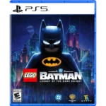 LEGO Batman: Legacy of the Dark Knight PS5 cover showing Batman in the foreground with a neon Gotham City backdrop.