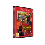 Evercade box for Duke Nukem Collection 1, showing Duke Nukem 1+2 Remastered and Duke Nukem 3D: Total Meltdown on a red cover