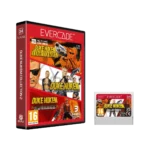 EVE-CART-DUK2-RTAIL - Video Game Depot Product image of Evercade Duke Nukem Collection 2 box with cartridge beside it, showing bold red packaging and game art