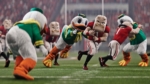 1e8eaba6-a579-4972-ae1c-dd0706416e94 - Video Game Depot Football mascots clash on a stadium field as a central red-uniform player carries the ball while others pursue nearby.