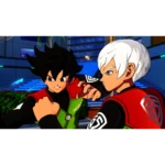 311567a0-9924-4f24-a9dc-246c85fd9b12__959861776786923 - Video Game Depot Two animated fighters face off in a city plaza, one with spiky black hair and a green vest, the other with white hair and a red vest, ready to punch it out.