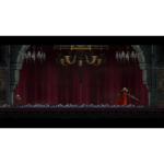 51plbqZaktL_SL1280___323721774471865 - Video Game Depot Two armored duelists face off on a dark theater stage with a red curtain, chandeliers overhead, and a row of skeleton spectators along the front row.