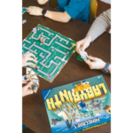 61Mu1OQW-bL_AC_SL1024___374381785270584 - Video Game Depot People gathered around a wooden table playing a tabletop board game; a green maze board is central, with players holding cards and pieces nearby, and a colorful Labyrinth box visible.