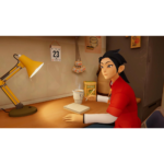 Animated character in a red shirt writes on a notepad at a wooden desk under a yellow task lamp, with a coffee mug, calendar showing 23, and small notes on the wall in the background.