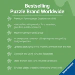 61WGiTiETbL_AC_SL1067___802231785346539 - Video Game Depot Green Ravensburger poster listing puzzle benefits: premium quality since 1891; handcrafted precision; made in Germany and Europe; inspiring and thoughtfully designed puzzles; updated premium packaging; compact box with 10% less cardboard; at least 70% recycled cardboard; 89% less plastic waste by eliminating shrink wrap.