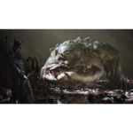 711yvyiujCL_SL1500___476951783705476 - Video Game Depot Armored knight stands before a massive grotesque creature with sharp teeth in a dark ruined chamber, ready to strike.