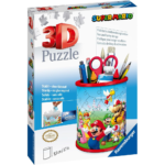 Ravensburger 3D Puzzle box depicting a Mario-themed pencil holder filled with colorful art supplies.