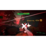 71ACUpZykKL_SL1500___388071766527061 - Video Game Depot First-person shooter game screenshot showing a headshot hit with a large white X and a +0.5s timer, outdoors with trees in a red-tinged scene.