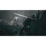71D87G4Iz3L_SL1500___317821783705462 - Video Game Depot Armored warrior with a long sword fights a massive creature in a dark cavern filled with water and debris.