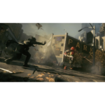 71Hk4CIqVjL_SL1500___349321783532731 - Video Game Depot A survivor charges toward a zombie-like attacker in a ruined city street scattered with leaves and debris.