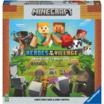 71I_asIa8FL_AC_SL1254___579271785343000 - Video Game Depot Cover of theMinecraft-inspired board game 'Heroes of the Village' showing blocky characters with swords and tools above a green village, with the subtitle 'A Minecraft Family Game'; includes age rating 7+ and Ravensburger logo.