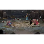 71IjXCxkdUL_SL1500___702891775853346 - Video Game Depot Animated battle in a ruined circular arena with a glowing sigil on the ground, as two armored fighters face goblin enemies.
