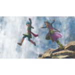 71MoyE9lOkL_SL1500___959401779979682 - Video Game Depot Two adventurers leap from a rocky ledge into air with a waterfall behind them, mid-jump.