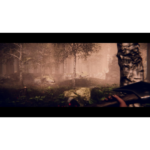 71NBdP7oqeL_SL1500___140661781729018 - Video Game Depot First‑person view of a rifle in a misty forest with trees and rocks scattered on the ground, foggy atmosphere.