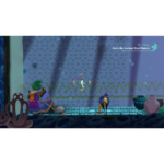 A colorful underwater scene with a small character swinging an archer-like bow, bubbles rising in the blue water. The text 'Go to the Ancient Steel District' appears in the top right.