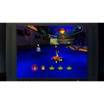 71ZCfOLbytL_SL1500___020251781702756 - Video Game Depot Arcade cabinet screen showing a colorful 3D kart racing game on a blue track, with cartoon avatars at bottom and green marker indicators on the track.