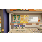 In-game supermarket shelf labeled Ready Meals Display with egg sandwich and boxed items; on-screen menu shows Classic Egg Sandwich option