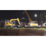 71q9B1WIs7L_SL1500___534751776803151 - Video Game Depot Nighttime construction scene with a yellow excavator and a crane lifting a concrete slab under a full moon