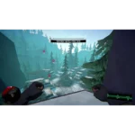First‑person view from a player looking down at a snow-dusted junkyard filled with vehicles, with the on-screen objective: Destroy Satellites [0/3].