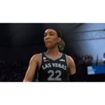 Female basketball player in a Las Vegas jersey (#22), looking focused on the court.