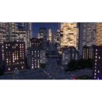 812qXWwGPVL_SL1500___683851773762803 - Video Game Depot Nighttime cityscape with tall illuminated buildings lining a busy street grid.