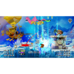 813yP0qruJL_SL1500___046031781111922 - Video Game Depot Action-packed ice world battle screen from a platform fighter with explosions, projectiles, and a steam-powered airship on the left.