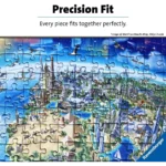 817ObUmRz_L_AC_SL1500___450091785346540 - Video Game Depot Ravensburger jigsaw puzzle titled Precision Fit showing a world landmarks map with interlocking pieces.