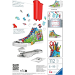 81CcFl5wo-L_AC_SL1500___832521785270348 - Video Game Depot Colorful children's high-top sneaker puzzle with interlocking pieces, a red storage bin, and assorted accessories (scissors, pencils) and an instruction card.