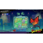 81WpeFJAvFL_SL1500___380071782502946 - Video Game Depot Cartoon game scene in a lab: a neon monitor labeled 'Hypno 2000' shows comic panels, with a red crustacean on the floor and a red-winged insect character nearby; bottom-right logo reads 'The Supa Buddies Are Go!'