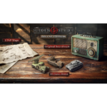 81dsBl0w3kL_SL1500___634611782506538 - Video Game Depot Promotional artwork for Sudden Strike 5 Deluxe Edition showing a vintage radio, toy tanks, a map, and labels for 2 PvP Maps, Original Soundtrack, and 83 Camo Skins.