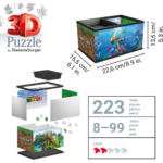81h9qdxLuvL_AC_SL1500___336911785269503 - Video Game Depot Ravensburger 3D Minecraft puzzle with exploded parts, showing the box and 223 pieces for ages 8–99 (dimensions shown).