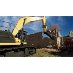 81kfibSGwmL_SL1500___527891776803161 - Video Game Depot Yellow excavator tearing down a brick wall on a construction site against a blue sky