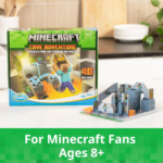 Minecraft Cave Adventure puzzle box with a completed 3D maze model on a kitchen counter, product photo for recall