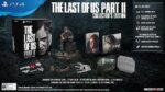 91kPj4mAupL_AC_UF10001000_QL80_ - Video Game Depot The Last of Us Part II Collector's Edition box with statue, art cards, bracelet, and pins laid out on a dark forest floor backdrop.